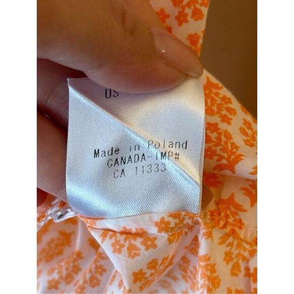 Max Volmary Floral Print Blouse 100% cotton sz 8 orange garden colorful - Picture 8 of 10